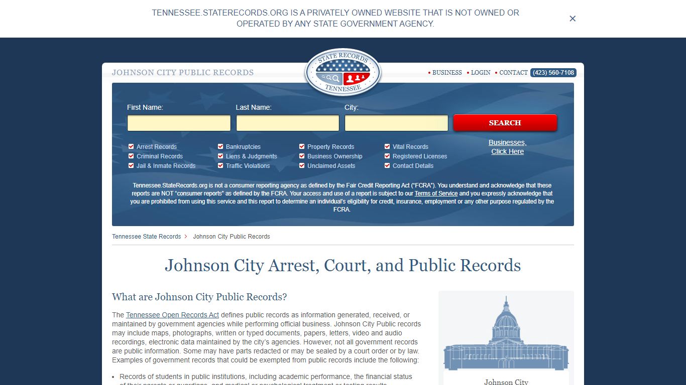 Johnson City Arrest and Public Records - StateRecords.org