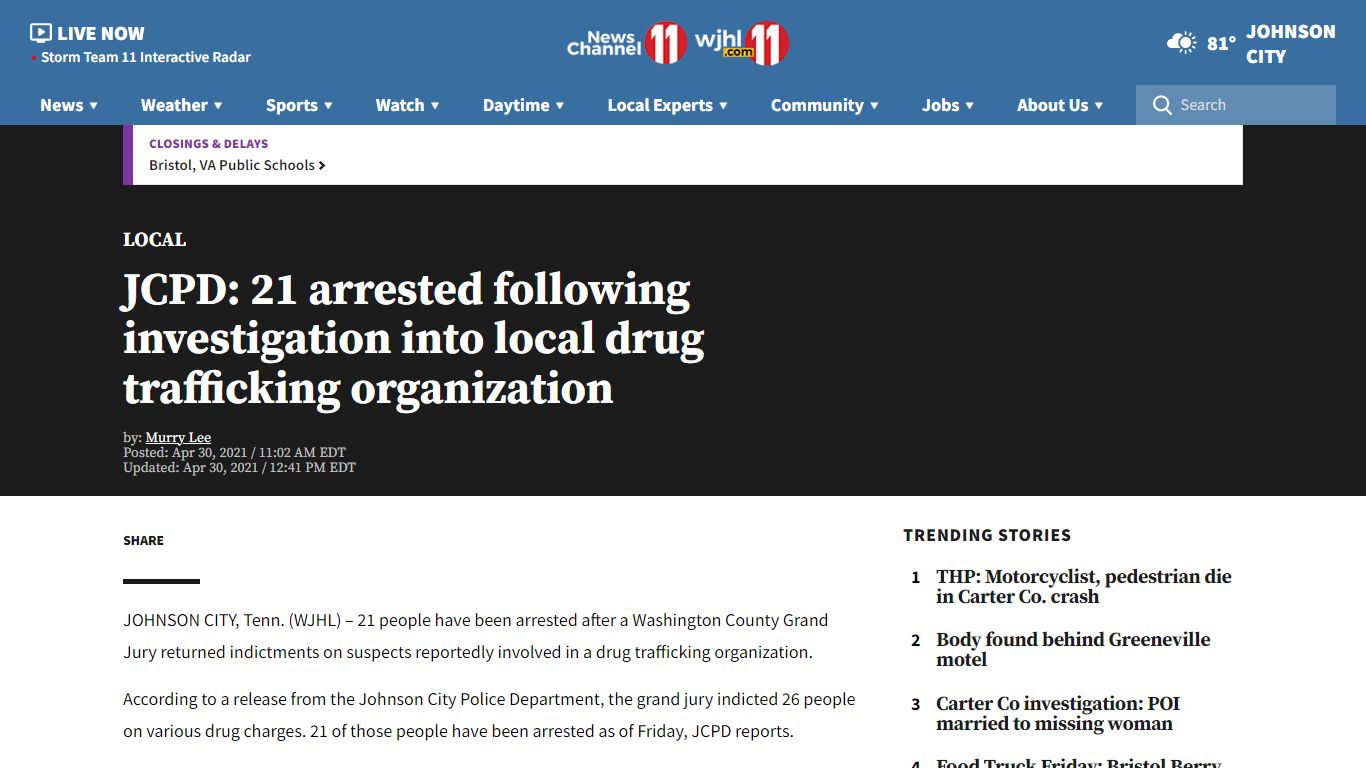 JCPD: 21 arrested following investigation into local drug ... - WJHL